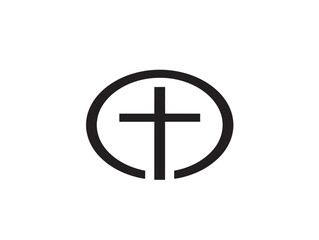 Fototapeta premium minimalist cross inside circle symbol flat design vector illustration
