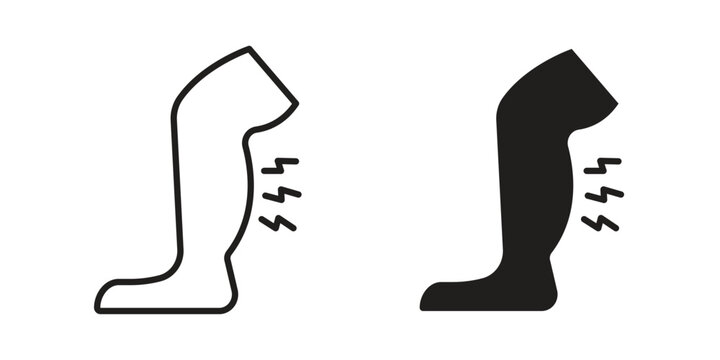 Shin pain icon and symbol. Vector icon editable set