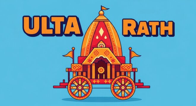 Vibrant illustration of traditional Indian chariot with Ulta Rath text