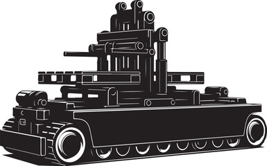 Obraz premium Black tank icon, military vehicle illustration, combat machine, warfare symbol