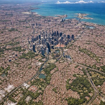 Aerial Satellite View of Jakarta in Indonesia. Generative Ai. Ai