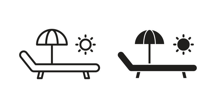 Sun bed icon and symbol. Vector icon editable set