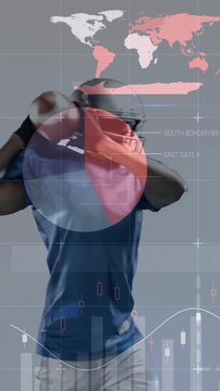 Vertical video: Entering football player running tucking ball HUD charts pulsing to evade defender