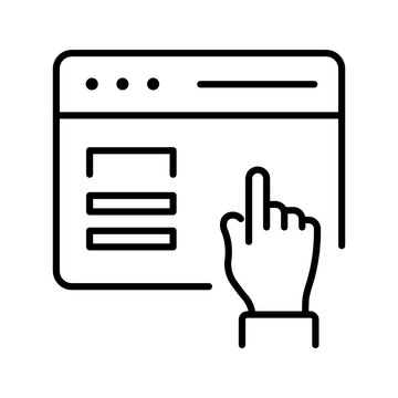 Web browser icon. Business and website line symbol. Black and white.