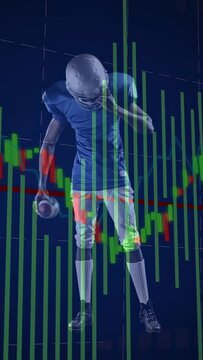 Player inspecting ball and adjusting helmet, shifting stance as candles moving over torso finance