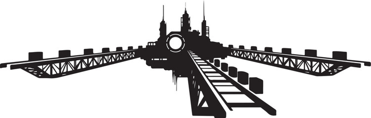 Obraz premium Black silhouette London Tower Bridge, iconic cityscape, urban landscape, vector illustration