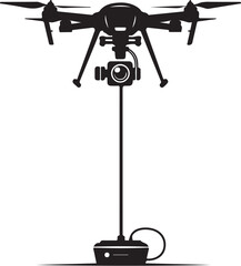 Fototapeta premium Drone, aerial photography, black drone, camera drone, vector icon