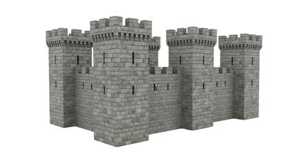 Vector illustration of stone castle fortress with towers and battlements on a transparent background © NovaPixel