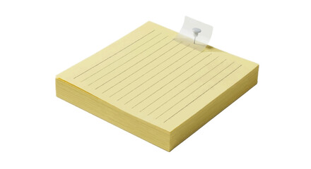 Fototapeta premium Vector illustration of a stack of yellow lined sticky notes with a push pin on a transparent background