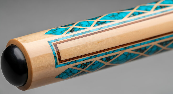 Turquoise Inlaid Pool Cue mockup, blank spaces for text