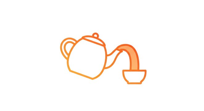 Teapot pouring into cup illustration on white background