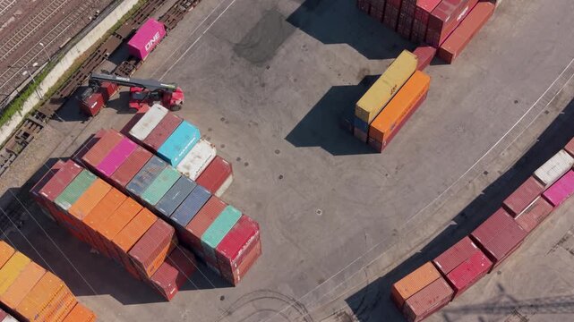 Shipping Container Yard Aerial View