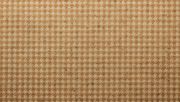 A classic and timeless houndstooth pattern featuring small geometric shapes in warm beige and brown tones, creating a textured fabric background.