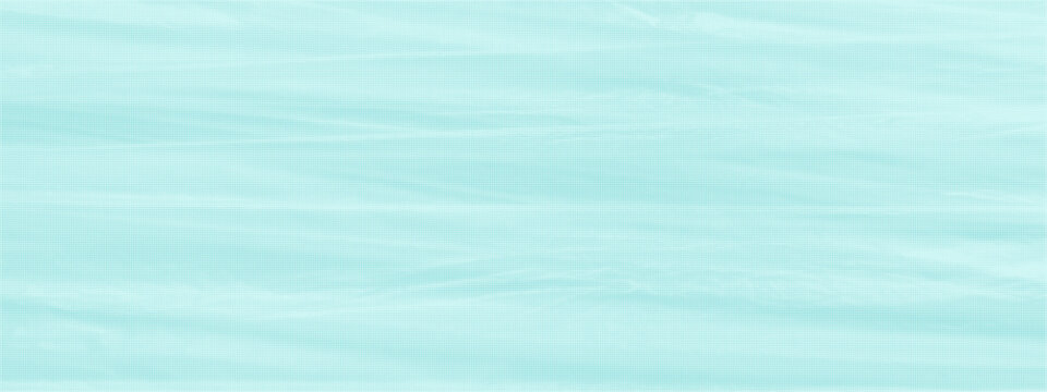 Turquoise waves of transparent stretched cellophane. A stretched wrinkled plastic film texture with dotted halftone effect. Crinkled oilcloth background with soft folds and material look for package.