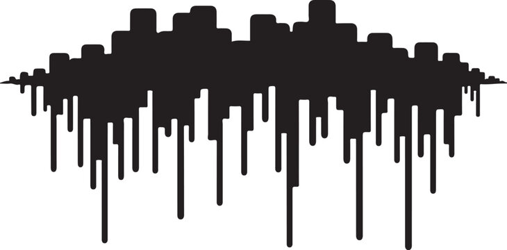 Cityscape silhouette, urban skyline, black cityscape, vector graphic