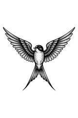 Fototapeta premium Vector Illustration of Stick and Poke Style Tattoo of Swallow