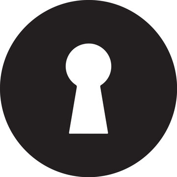 Keyhole icon, black circle, white keyhole symbol, access sign, security token