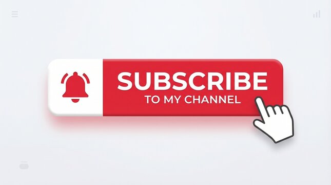 Red subscribe button, YouTube notification bell, social media icon, web subscription call-to-action