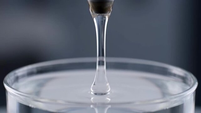 Liquid dripping from pipette into dish.