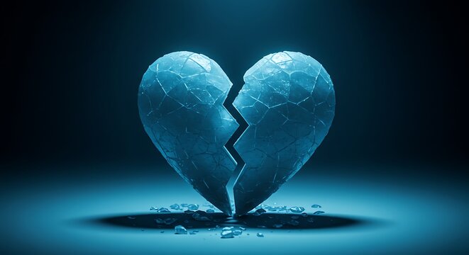 Shattered Ice Heart - A Visual Representation of Broken Love.