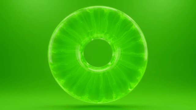 Green translucent circular object on gradient.