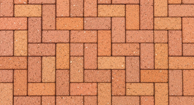 Terracotta and orange brick paving pattern for outdoor walkway