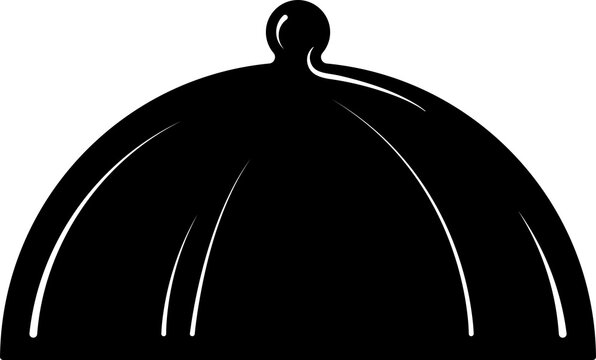 Modern, high-quality black silhouette cloche vector. Cloche symbol transparent PNG. Kitchenware illustration ideal for catering and food-related designs.