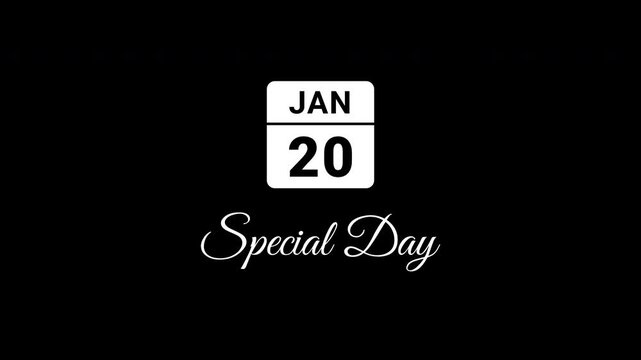 Special Day January 20th White Animated Calendar