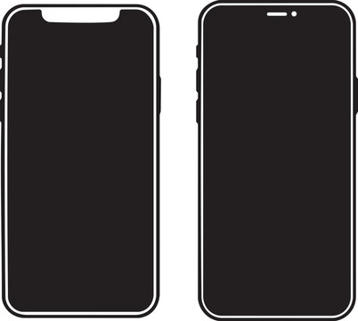 Upright Smartphone Silhouette Front View Vector Clipart on White