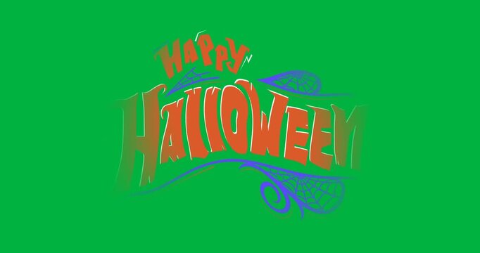 Animation of halloween greetings with ghosts and nets on white background