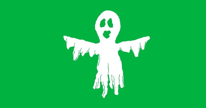Animation of white ghost appearing on black background