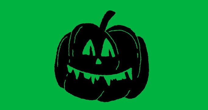Animation of black moving pumpkin drawing on white background