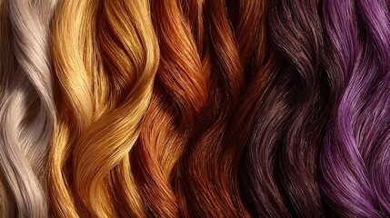 Naklejka premium A beautiful closeup of many colorful hair tresses and strands