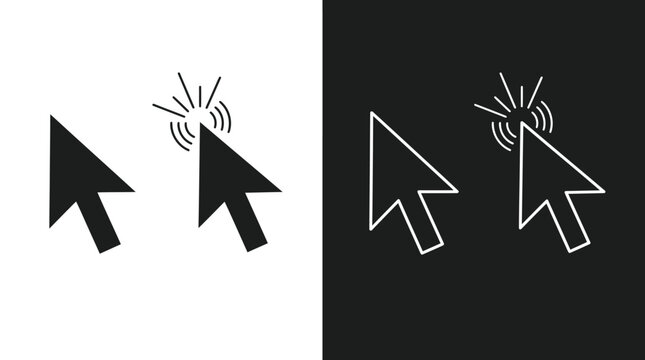 Cursor mouse click icon set. Click arrow icons, computer mouse click cursor icons, vector illustration eps file