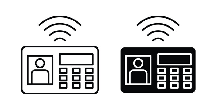 Interphone icon in black and white color. Solid and linear icons