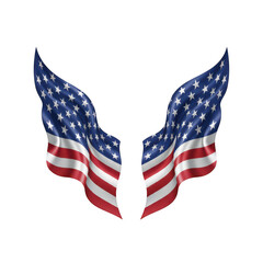 Fototapeta premium Two waving american flag wings isolated on a transparent background