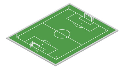Soccer Field: A simple illustration of a soccer field with essential lines and goals, rendered in a clean, isometric style. © naya