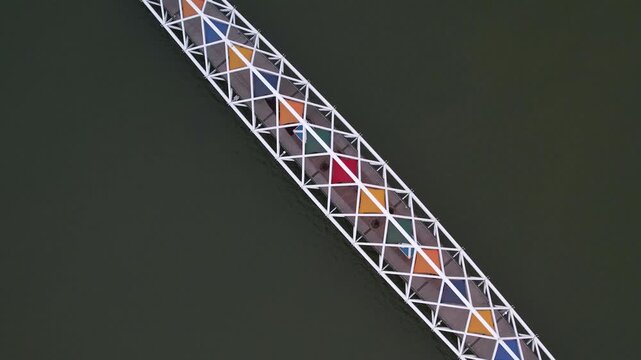 Cloudy Morning Aerial of Atal Bridge & Sabarmati Riverfront, Ahmedabad