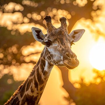 Giraffe with sunlight background