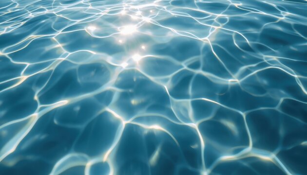 Sunlight refracting on rippling blue water surface with sunlight refraction abstract background refreshing reflection movement underwater