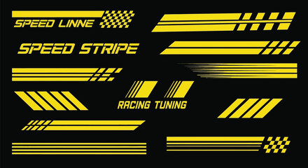 Naklejka premium Racing stripes yellow vector set for car tuning and sports design