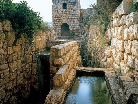 City of David Gihon Spring defensive stone ramp