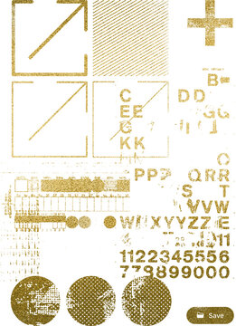 Large gold foil abstract textured collage with a transparent background