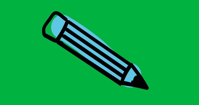 Digital animation of blue pencil icon against black background