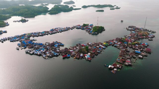Traditional Island Village Aerial Landscape | Kepulauan Kabalutan Togean Island Indonesia