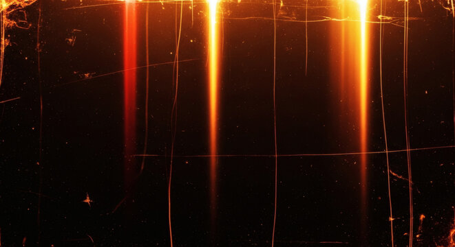 Vintage cinematic light leaks and scratches on dark background