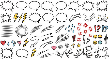 Manga expression and motion comic elements vector set © MD