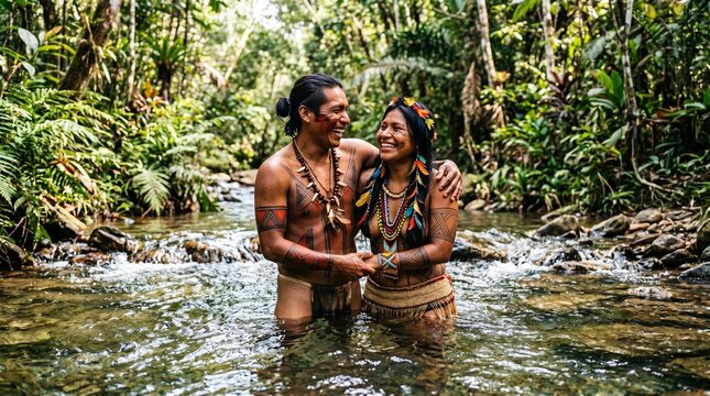 Casal indio em meio a natureza
