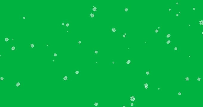 Digital animation of multiple snowflakes icons floating against black background