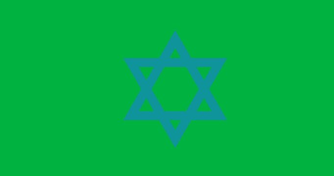 Digital animation of blue david star icon against black background